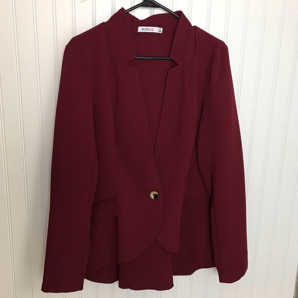 JUSTFAB Zip Back Blazer in Burgundy - Picture 2 of 6